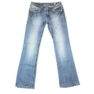 Miss Me Bootcut Jeans Womens 30 Rhinestone Embroidered Flap Pocket Y2K